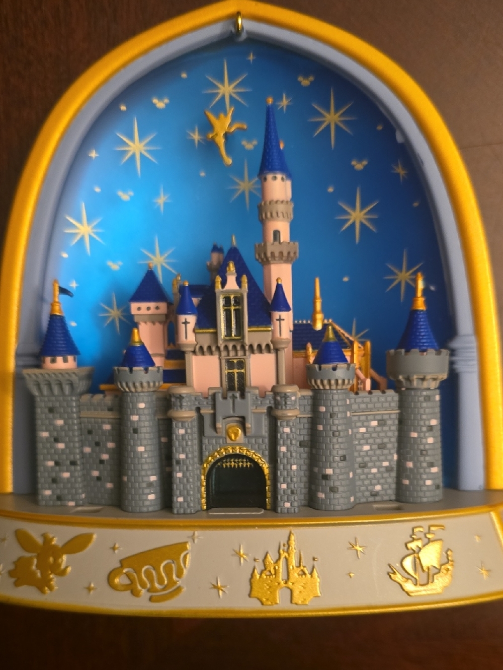 Disney Pink & Blue Castle Nightlight Figurine with Gold Accents